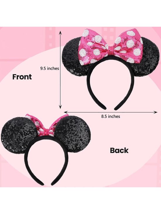 Kids Girls Pink Sequin Bow Mickey Mouse Hair Headband for Cosplay main image 6